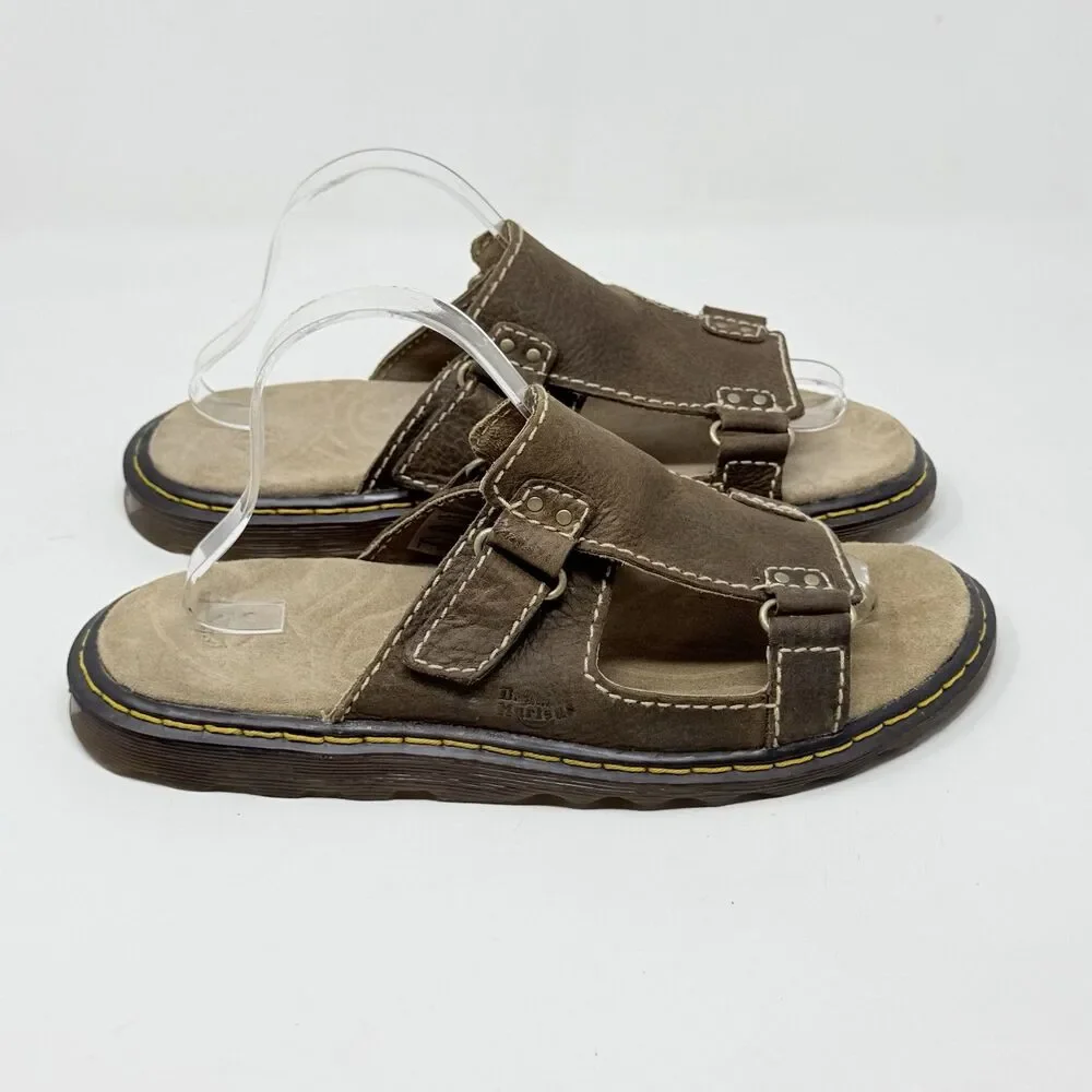 Dr. Martens Slide Sandals Shoes Mens 11 Brown Leather Fisherman Casual Preppy
